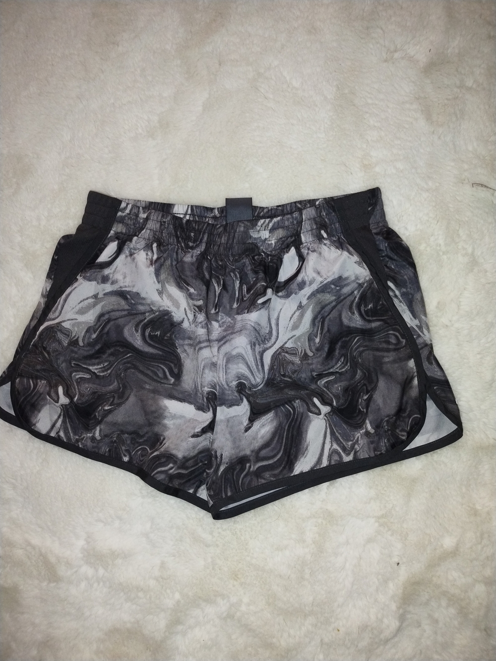 Champion Marble Print Black & Gray Women's Athletic Shorts